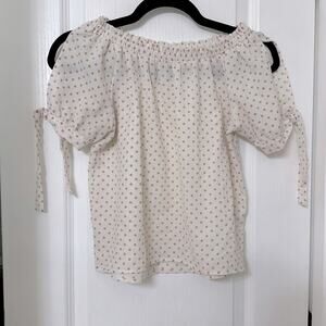 Hearts pink polkadot open shoulder girls top size L (14)